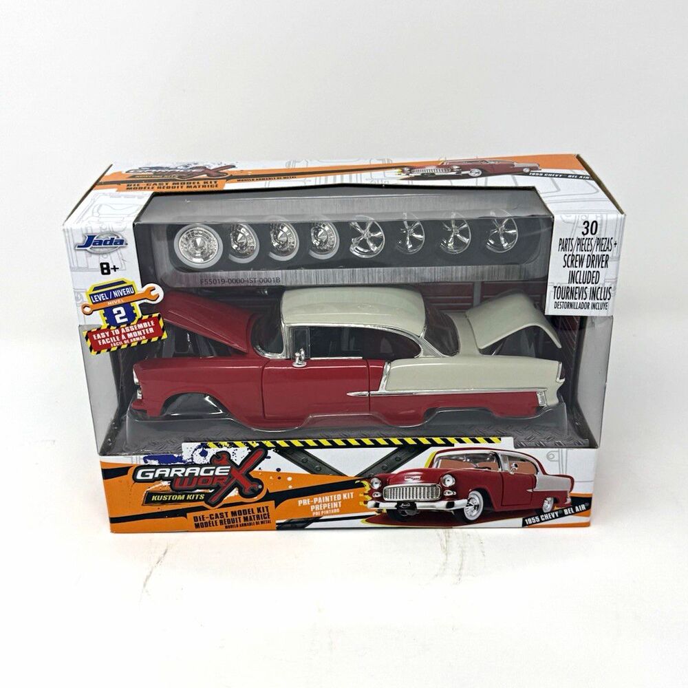 Jada GarageWorx Kustom Kits 1:24 1955 Chevy Bel Air Die-Cast Red/White